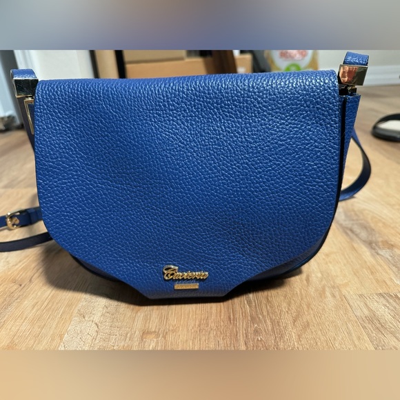 Cuoieria blue leather crossbody Italian - Picture 1 of 4
